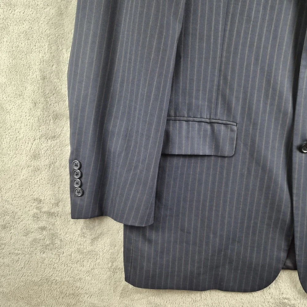 Kenneth Cole Blazer Jacket Mens Black Pinstripe 3 Buttons Sport Coat Made In USA